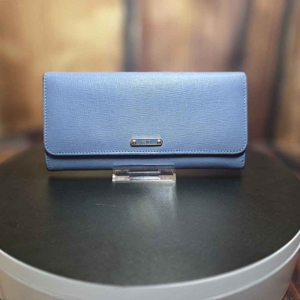 Fendi Light Blue Continental Long Wallet - EUC - COA